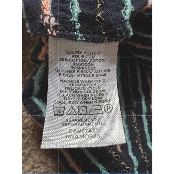 Loft Mini Dress Stripe Swiss Dot Long Sleeve Casual V Neck Casual Navy Blue - Picture 6 of 7